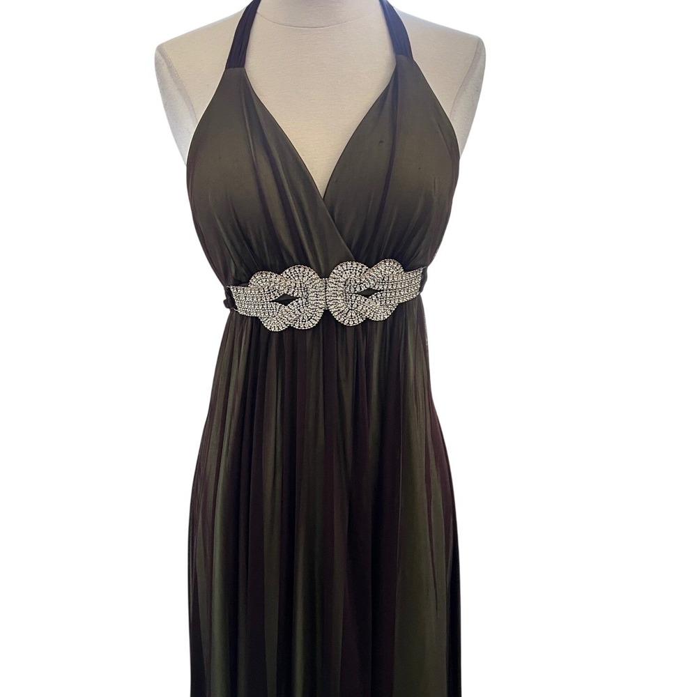 Vintage y2k Rhinestone Halter Maxi Dress Large Style